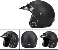 VOSS Leather Helmet Open Face 3/4 ABS