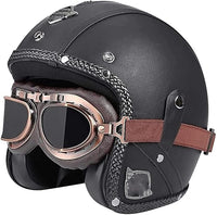 VOSS Leather Helmet Open Face 3/4 ABS