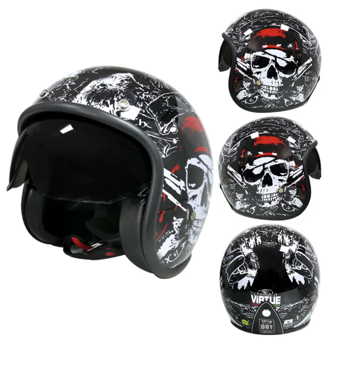 Helmet VIRTUE 3/4 with Skull Print