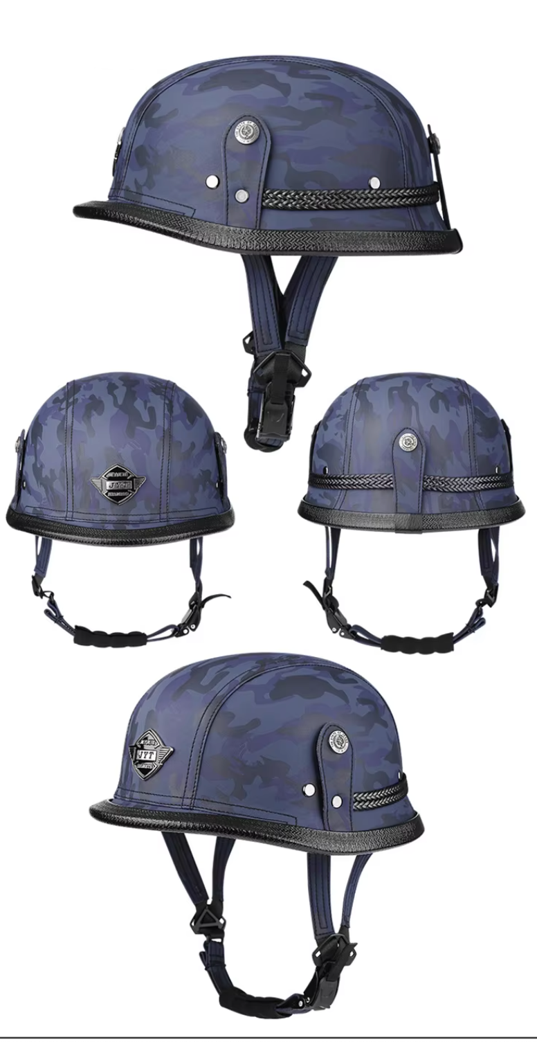 VOSS Leather German Helmet Half Face ABS